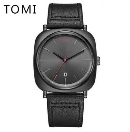 TOMI Dry Battery Powered Calendar Leather Strap Watch