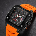 Richard Sport Tonneau Skeleton Watch - Orange Silicone Strap
