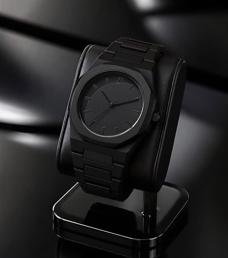 Octagon Arabic Numeral Matte Black Watch - Minimal Luxury Quartz Watch for Men
