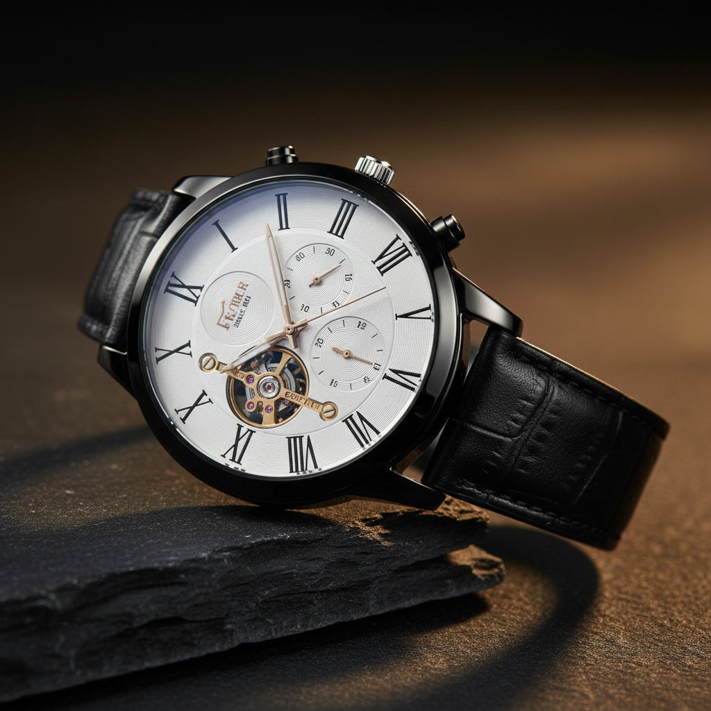 The CARNIER Grand Open-Heart – Platinum White & Alligator Onyx