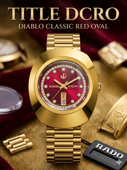 RADO Diastar Original Automatic Gold Two-Tone Ruby Red Dial Men's Watch