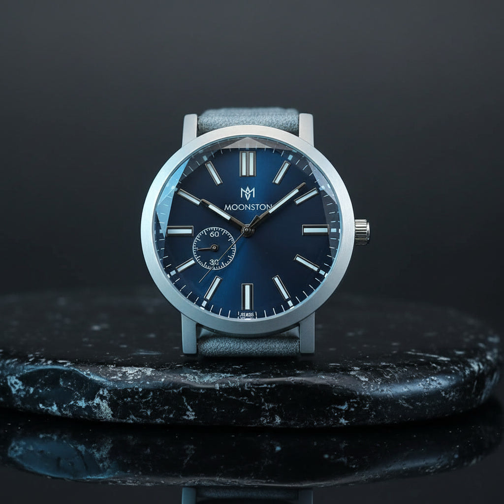 MOONSTONE Lunar Frost Minimalist Grey Dial Watch
