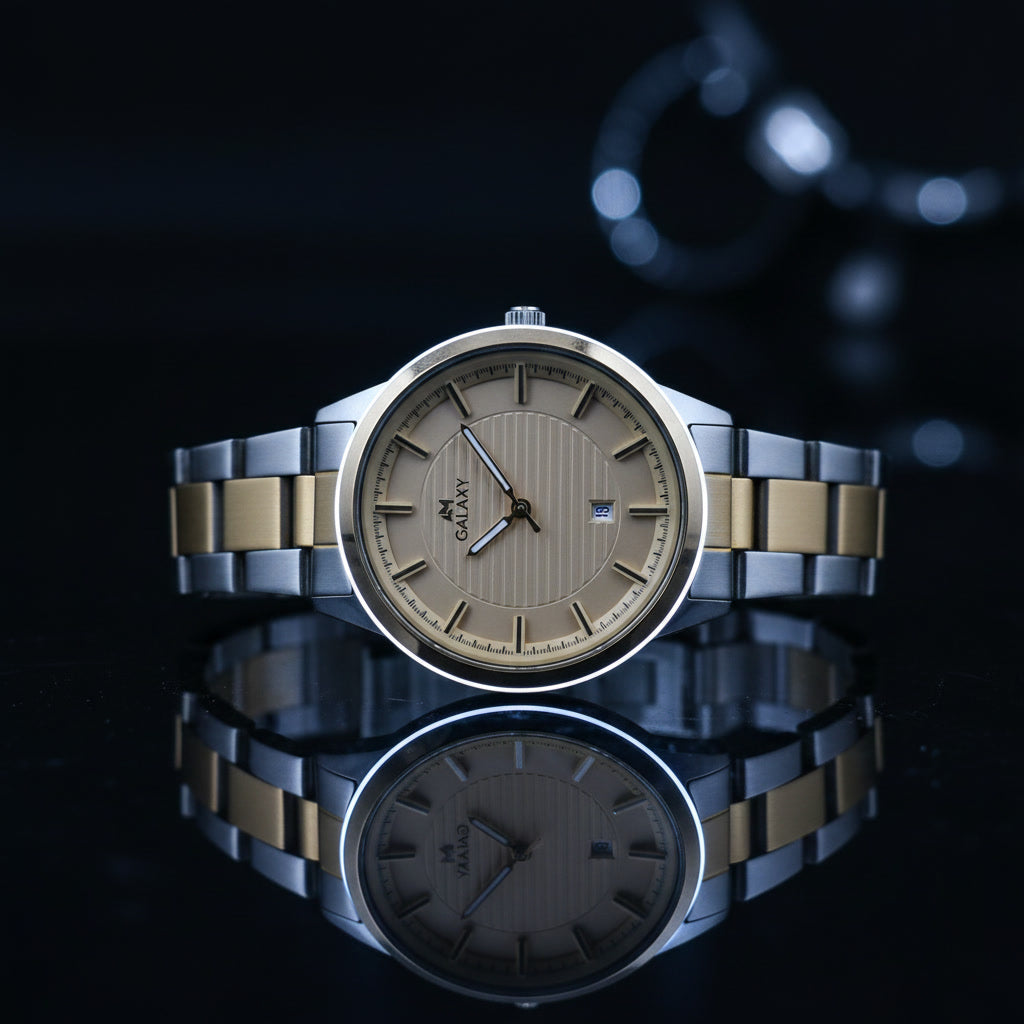 AM Two-Tone Classic Quartz Date Watch