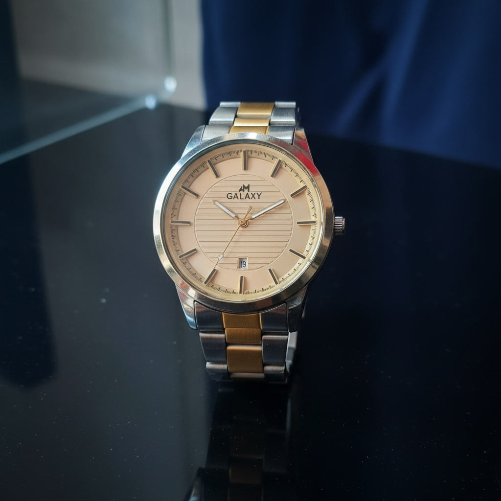 AM Two-Tone Classic Quartz Date Watch