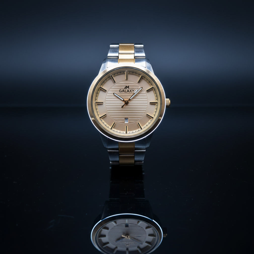 AM Two-Tone Classic Quartz Date Watch