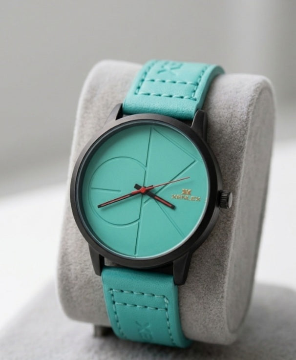 Xenlex brand analog watch green dial and matching leather
