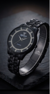 Midnight Eclipse Luxury Diamond-Accented Quartz Men's Watch