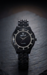 Midnight Eclipse Luxury Diamond-Accented Quartz Men's Watch